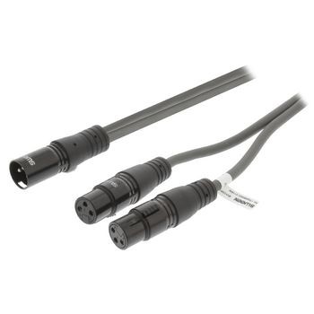 XLR-Stereokabel XLR 3-pol. male - 2x XLR 3-pol. female 1.5 m Dunkelgrau