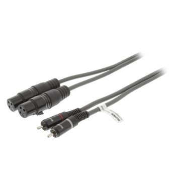 XLR-Stereokabel 2x XLR 3-pol. female - 2x RCA male 1.5 m Dunkelgrau