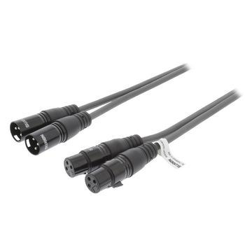 XLR-Stereokabel 2x XLR 3-pol. male - 2x XLR 3-pol. female 0.50 m Dunkelgrau