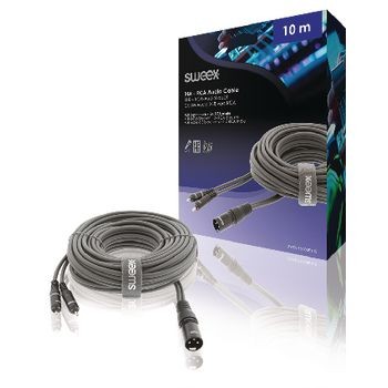 XLR-Stereokabel XLR 3-pol. male - 2x RCA male 10.0 m Dunkelgrau