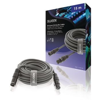 XLR-Stereokabel XLR 3-pol. male - XLR 3-pol. female 15.0 m Dunkelgrau